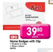 Aro Name Badges With Clip-50 piece
