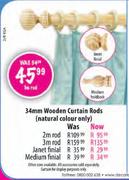 34mm Wooden Curtain Rod-3m