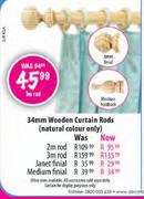 34mm Wooden Curtain Rod-2m