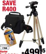 Sunpak 6601UT Tripod+Lowepro Altus 140 Bag+Deluxe Photo & Video Care Kit