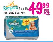 Pampers Economy Wipes-2x64's Per Pack