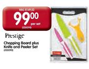 Prestige Chopping Board Plus Knife And Peeler Set-Per Set