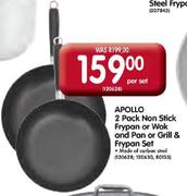 Apollo 2 Pack Non Stick Frypan Or Wok And Pan Or Grill & Frypan Set