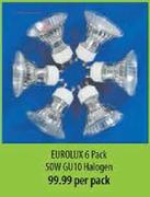 Eurolux 6's pack 50W GU10 Halogen-Per pack