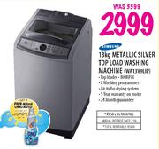 Samsung Metallic Silver Top Load Washing Machine-13kg (WA13V9LIP) + Free 400ml Omo Auto