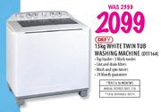 Defy White Twin Tub Washing Machine-13kg (DTT164)