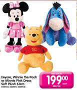 Eeyore, Winnie The Pooh Or Minnie Pink Dress Soft Plush-61cm Each