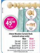 34mm Wooden Curtain Rods-2m
