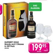 Klipdrift Gold Brandy & 2 Glasses In Gift Box-1x750ml