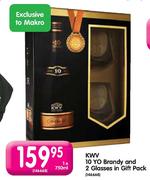 KWV 10 Yo Brandy & 2 Glasses In Gift Pack-1x750ml