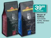 House Of Coffees Gemaalde Koffie - 250gm Elk