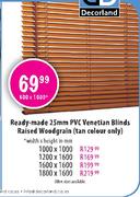 Ready-made 25mm PVC Venetian Blinds Raised Woodgrain(1200 x 1600mm)