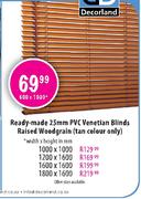 Ready-made 25mm PVC Venetian Blinds Raised Woodgrain(1800 x 1600mm)