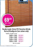 Ready-made 25mm PVC Venetian Blinds Raised Woodgrain(1000 x 1000mm)