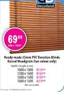 Ready-made 25mm PVC Venetian Blinds Raised Woodgrain(600 x 1000mm)