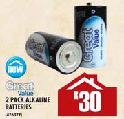 Great Value 2 Pack Alkaline Batteries