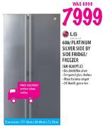 LG Platinum Silver Side By Side Fridge/Freezer (GR-B207FLC) - 608 Ltr