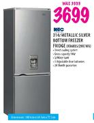 KIC Metallic Silver Bottom Freezer Fridge (KB6035/2MEWA) - 314 Ltr