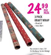 3 Pack Kraft Wrap Assorted-Per Pack