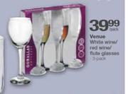 Venue White Wine/Red Wine/Flute Glasses-3 Pack Per Pack