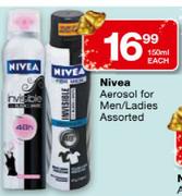 Nivea Aerosol For Men/Ladies Assorted-150ml Each