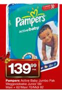 Pampers Active Baby Jumbo Pack Junior-58's/Maxi+-62's/Maxi-70's/Midi-82's-Per Pack