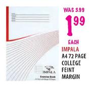 Impala A4 72 Page College Feint Margin-Each  