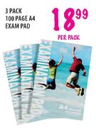 3 Pack 100 Page A4 Exam Pad-Per Pack