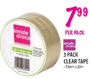 Simple Choice 3 Pack Clear Tape-Per Pack