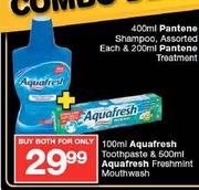 100ml Aquafresh Toothpaste & 500ml Aquafresh Freshmint Mouthwash