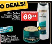 400ml Pantene Shampoo,Assorted Each & 200ml Pantene Treatment