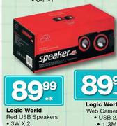 Logic World Red USB Speakers-Elk