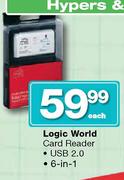 Logic World Card Reader USB 2.0 6-In-1-Each