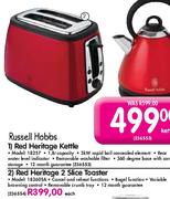 Russell Hobbs Red Heritage 2 Slice Toaster Each