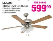 Logik 3 Light Ceiling Fan-132cm