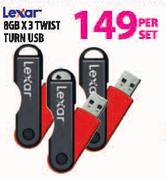Lexar X 3 Twist Turn USB-8GB-Per Ser
