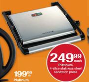 Platinum 4-Slice Stainless Steel Sandwich Press Each