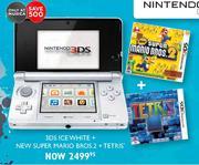 Nintendo 3DS Ice White + New Super Mario Bros.2 + Tetris