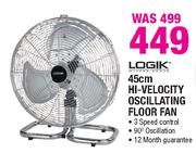 Logik Hi-Velocity Oscillating Floor Fan-45cm