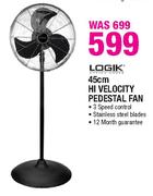 Logik Hi Velocity Pedestal Fan-45cm