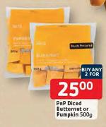 PnP Diced Butternut Or Pumpkin-2's x 500g
