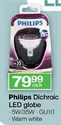 Philips Dichroic LED Globe Warm White GU10-5W/35W Each
