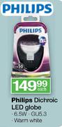 Philips Dichroic LED Globe Warm White GU5.3-6.5W Each