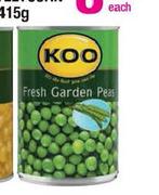 Koo Fresh Garden Peas-410g Each