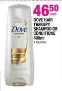 Dove Hair Therapy Shampoo or Conditioner-400ml Each
