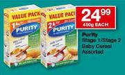 Purity Stage 1/Stage 2 Baby Cereal-450gm Each