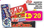 Nestle Assorted Chocolate Bars And Smarties-4x40g