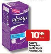 Always Everyday Pantyliners Assorted-20's Each