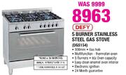 Defy 5 Burner Stainless Steel Gas Stove(DGS154)