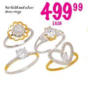 9ct Gold And Silver Dress Rings-Each